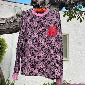 NWOT SSENSE Black & Pink Tropical Print Rose Long Sleeve Top by Jeremy O. Harris